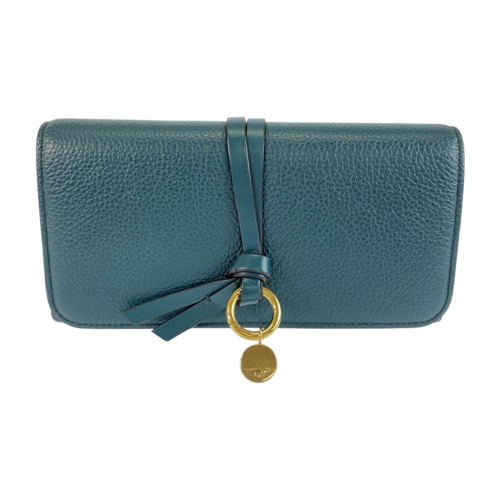 Chloé Chloe Alphabet Flap Wallet, Green, Gold Hardware, Leather Long Women's